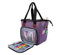 SumDirect Yarn Bag, Knitting Organizer Tote Bag Portable Storage Bag for Yarns, Carrying Projects, Knitting Needles, Crochet Hooks, Manuals and Other Accessories (Purple)