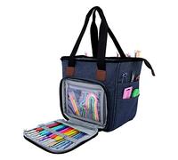 SumDirect Yarn Bag, Knitting Organizer Tote Bag Portable Storage Bag for Yarns, Carrying Projects, Knitting Needles, Crochet Hooks, Manuals and Other Accessories (Blue)
