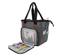 SumDirect Yarn Bag, Knitting Organizer Tote Bag Portable Storage Bag for Yarns, Carrying Projects, Knitting Needles, Crochet Hooks, Manuals and Other Accessories (Grey)