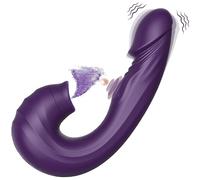 Sumeber Vibrators for her Clitoris and G-spot, Silicone Tongue Licking and Sucking Vibrator with Knocks, 3 in 1 Dildo with 10 Vibration Modes and 5 Pulsation Modes Sex Toy for Women