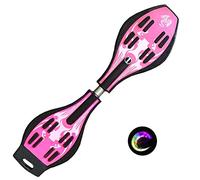 Sumeber Waveboard Children Street Surfing Caster Torsion Skateboard Double Decks Casterboards for Wave/Surf Waveboard/Castor board with Light Up Wheels for kids/teens (Pink)