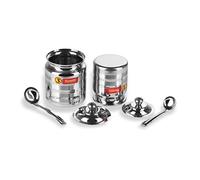 Sumeet Stainless Steel Oil and Ghee Pot Set - No. 2 350ML - 6.5cm Dia - No.3-500ML - 7.5cm Dia