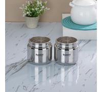 Sumeet Stainless Steel Small Canisters/Dabba/Storage Containers for Kitchen with See Through Lid, Set of 2 Pcs, 400ml Each, 9cm Dia, Silver