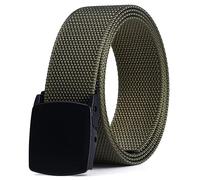 SUMEIKE Lightweight Adjustable Nylon Belt for Men Plastic Buckle Belt Metal Free Trim to Fit Canvas Web Military Tactical Style Belt (Green, 120cm Fit Waistline Below 42 Inch)