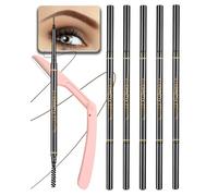 SUMEITANG Dark Brown Eye Brow Pencils for Women, 6Pcs Waterproof Eyebrow Pencil, 1.5mm Micro-Fine Tip & Spiral Brush with Brow Razors Perfect for Creating a Natural and Delicate Eyebrow Look Makeup