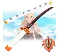 SuMemo Lnder Wooden Samurai Sword, Anime Ninja Katana Decorative Toys, 75Cm/100Cm Sword for Home Decor/Collection)/Rengoku Kyoujurou-75Cm(29In)