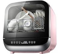 SuMemo Table Top Compact Dishwasher Mini Dishwasher with 4 Programmes Table Top Dishwashers Slimline Dishwashers Water Consumption: 5L/Pink/37.8 * 41.2 * 42.2Cm