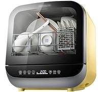 SuMemo Table Top Compact Dishwasher Mini Dishwasher with 4 Programmes Table Top Dishwashers Slimline Dishwashers Water Consumption: 5L/Yellow/37.8 * 41.2 * 42.2Cm