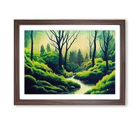 Sumer Forest Stream Framed Print | A2 Walnut Framed Wall Art | Ready to Hang | Modern Landscape Picture | Living Room Bedroom Lounge Office