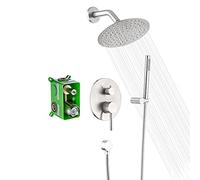 SUMERAIN Wall Mounted Rainfall Shower System Brushed Nickel Shower Faucet Set with Handheld Sprayer and Valve