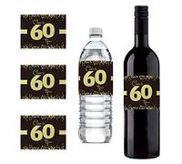 Sumerk 24 Pcs 60th Birthday Bottle Labels Cheers to 60 Years Stickers 60th Happy Birthday Gift Idea Decorations 60th Sticker for Birthday/Wedding Party