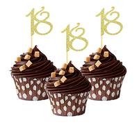 Sumerk 24PCS 18 Cupcake toppers Gold Glitter 18th Birthday Cupcake Picks Anniversary Party Decorations