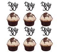 Sumerk 24PCS Glitter Black Dirty 30 Cupcake Toppers 30th Birthday Cupcake Picks 30 Cupcake Toppper Party Decoration Supplies