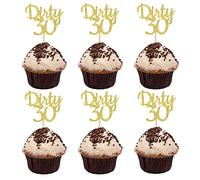 Sumerk 24PCS Glitter Gold Dirty 30 Cupcake Toppers 30th Birthday Cupcake Picks 30 Cupcake Toppper Party Decoration Supplies