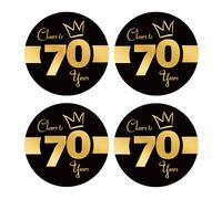 Sumerk 48 PCS Black and Gold 70th Birthday Stickers 2 Inches Round Waterproof 70th Stickers for Bottles Cups Birthday Card Seal Party Favor Bags Seal