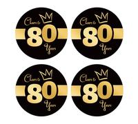 Sumerk 48 PCS Black and Gold 80th Birthday Stickers 2 Inches Round Waterproof 80th Stickers for Bottles Cups Birthday Card Seal Party Favor Bags Seal