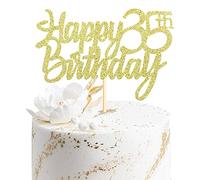 Sumerk Gold Glitter Happy 35th Birthday Cake Topper 35th Cake Topper for Birthday Anniversary Party Decorations - Pack of 1