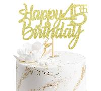 Sumerk Gold Glitter Happy 45th Birthday Cake Topper 45th Cake Topper for Birthday Anniversary Party Decorations - Pack of 1
