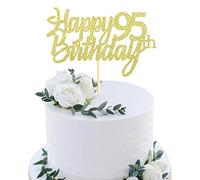 Sumerk Gold Glitter Happy 95th Birthday Cake Topper 95th Cake Topper for Birthday Anniversary Party Decorations - Pack of 1