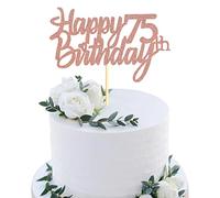 Sumerk Rose Gold Glitter Happy 75th Birthday Cake Topper 75th Cake Topper for Birthday Anniversary Party Decorations - Pack of 1