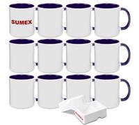 Sumex 11oz Set of 12 Sublimation Blanks Ceramic Coffee Mugs for Tea, Milk, Latte, Hot Cocoa,Purple Inner and Handle