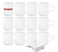 Sumex 11oz Set of 12 Sublimation Blanks White Mugs with Heart Handle,Sublimation Ceramic Mugs for Cofffee,Tea,Milk, Latte, Hot Cocoa