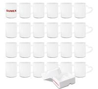 Sumex 11oz Set of 24 Sublimation Blanks White Ceramic Coffee Mug with Heart Handle for Tea, Milk, Latte, Hot Cocoa