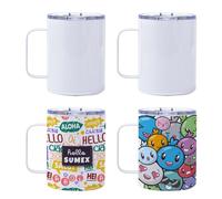 Sumex 4PCS Sublimation Stainless Steel Mug 12oz Double Wall Vacuum Camping Cup for Hot & Cold Drinks
