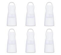 Sumex 6 Pack Sublimation Blanks Apron Machine Washable Cooking Kitchen Aprons for Women Men Chef,White,Polyester