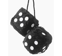 Sumex Branded Home & Car Mirrior Hanging Fluffy Furry Dice (Black with White Spots)