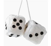 Sumex Branded Home & Car Mirrior Hanging Fluffy Furry Dice (White with Black Spots)
