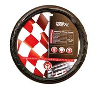 Sumex Car+ Leather Car Steering Wheel Glove Cover (Black with Red Stitch 'Ergo-Carbon')