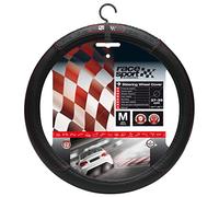 Sumex Car Steering Wheel Cover Glove Black Red Carbon Fibre Look Race Sport Universal