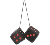 Sumex Fluffy Furry Hanging Spotty Dice (Black with Red Spots) - Hanging Dice - Ornament - Plush Furry Fabric - Birthday, Christmas