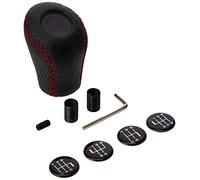 Sumex Race Sport Lift Up Reverse Leather Gear Shift Stick Cover Knob - Classic Black with Red Stitch