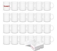 Sumex Set of 24 11oz Sublimation Blanks White Ceramic Coffee Mugs for Tea, Milk, Latte, Hot Cocoa