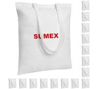 Sumex Sublimation Blanks Canvas Tote Bags Bulk,16 Pack 14"×16" Polyester Reusable Shopping Canvas Bag for Heat Press（White）