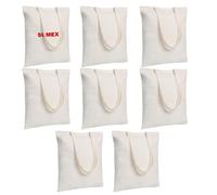 Sumex Sublimation Blanks Canvas Tote Bags Bulk,8 Pack 14"×16" Polyester Reusable Shopping Canvas Bag for Heat Press（Off White）
