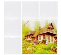 Sumex Sublimation Blanks Ceramic Tiles for Crafts,6 Pcs Glossy White Ceramic Tile for Heat Press(10×10cm)
