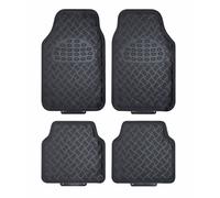 Sumex Universal Aluminium Look PVC Heavy Duty Checker Plate Car Mats Set - Black