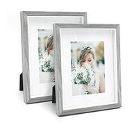 SUMGAR 10x8 Photo Frames Grey Picture Frames Wooden Photo Frame Large Multi Picture Frame With Mount 2 Pack 8 X 10 Inches Wedding Photo Frame For Wall Hanging Tabletop Birthday Christmas Gifts