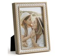SUMGAR 6x4 Photo Frames Wooden Picture Frames 4x6 Photo Frame Rustic Picture Frame With Wood Beaded Shabby Chic Boho Standing Desk Frame Wall Frames For Living Room Christmas Birthday Gift For Women