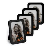 SUMGAR Wooden Black Photo Frames Set of 4, 7x5 Photo Frames with Real Glass, Modern 5x7 picture frame for Tabletop and Wall, Gallery Wall Frame Set, Photo Frame Set for Portrait, Printing, Landscape