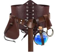 SUMGOGO 5PCS Corset Belt Medieval Renaissance Belt Pouch Potion Bottle Hikes Festival Halloween Cosplay Costume Accessories, Brown, M-Waist/31.5"-38"