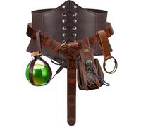 SUMGOGO 5PCS Corset Renaissance Belt Medieval Renaissance Belt Pouch Cork Potion Bottle Festival Halloween Costume Accessory, Brown, S-Waist/25.6"-34"