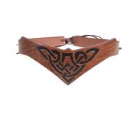 SUMGOGO Fantasy Badge Headpiece Leather Medieval Crown Vintage Forest Elf Leaf Carving Cosplay Headband Renaissance Costume, B-brown, One Size