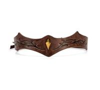 SUMGOGO Fantasy Badge Headpiece Leather Medieval Crown Vintage Forest Elf Leaf Carving Cosplay Headband Renaissance Costume, D-brown, One Size