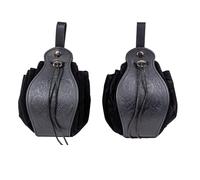 SUMGOGO Medieval Belt Pouch, Faux Leather, Renaissance Style, Small Drawstring Coin Purse, 2 Pack (2Pattern-Black)