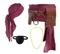 SUMGOGO Pirate Costume Halloween Accessory Head Scarf Bandana Sash Belt Pouch Coin Purse Renaissance Dress Cosplay, Sword, One size