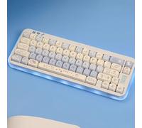 Sumgsn PBT Keycaps, Moa Profile Keycap, Cute Round Kawaii Keyboard Keycap, 130 Keys Blue Dog Keycaps, Dye-Sublimation Keycap Set for Mechanical Keyboard 60% 75% 100%